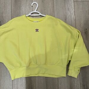 Adidas cropped crewneck sweater. Small. Yellow.